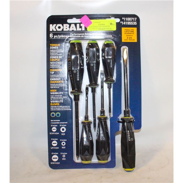 NEW KOBALT 6PC DIAMOND COATED TIP SCREWDRIVER SET