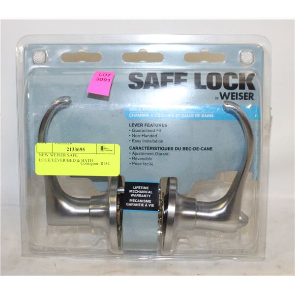 NEW WEISER SAFE LOCK/LEVER/BED & BATH
