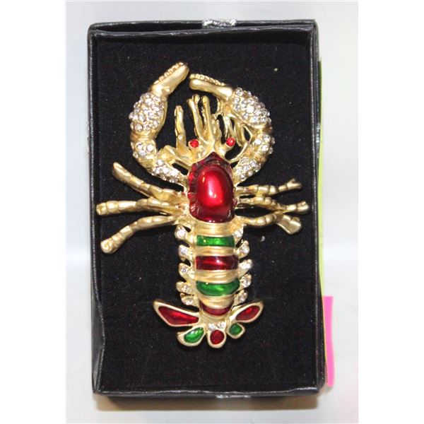 NEW 14K GOLDEN PLATED LOBSTER BROOCH