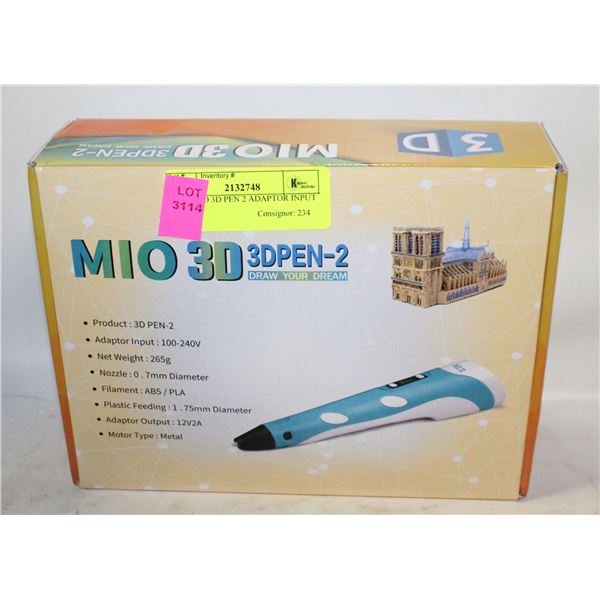 NEW MIO 3D PEN 2 ADAPTOR INPUT &