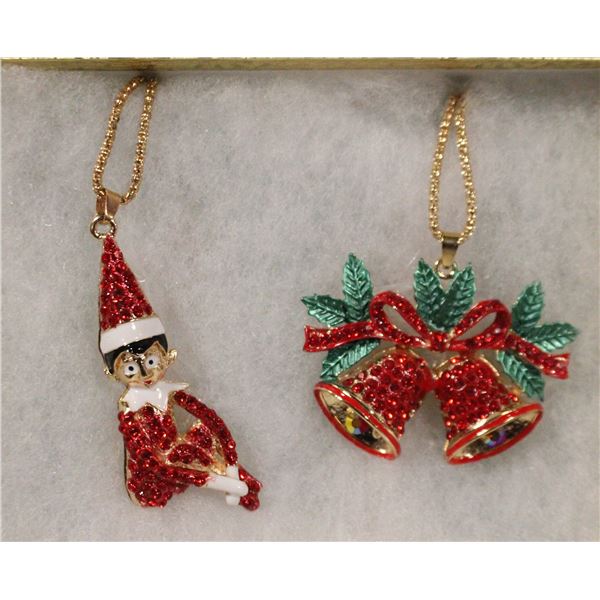 BETSEY JOHNSON CHRISTMAS BELLS & ELF NECKLACES