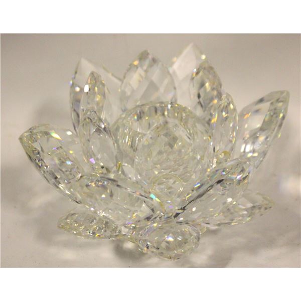 SWAROVSKI CRYSTAL WATER LILY CANDLE HOLDER-SIGNED