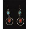 Image 1 : HENRY DAVIS STER SILV TURQUOISE & CORAL EARRINGS