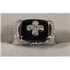 Image 1 : 925 INDIA SILVER, ONYX & DIAMOND RING-6.65 GRAMS