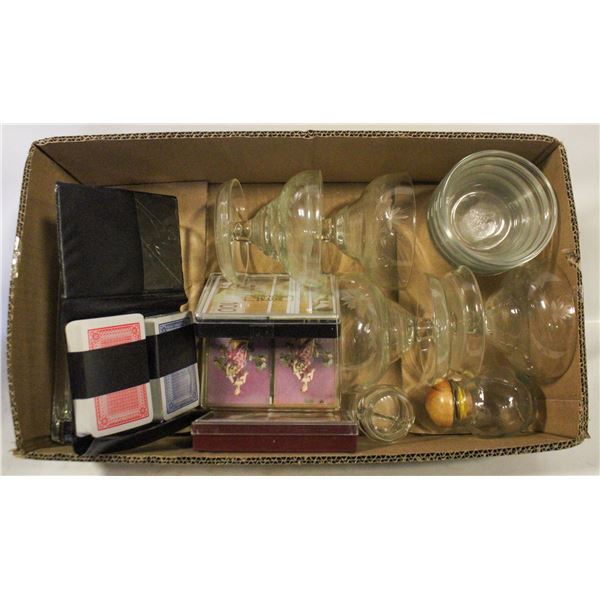 ESTATE CRYSTALWARE + GLASSWARE W/PLAYING CARDS