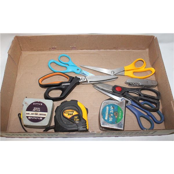 FLAT OF SCISSORS AND TAPE MEASURES