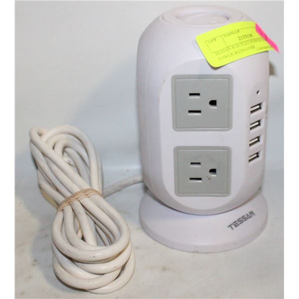 TESSAN 8 OUTLET POWER STRIP TOWER WITH 4 USB