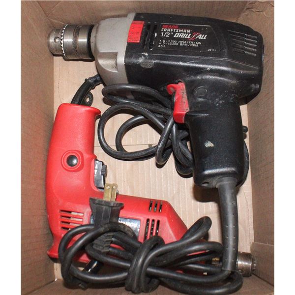 PAIR OF PLUG IN DRILLS (CORDS HAVE BEEN-