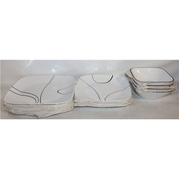 7 PLACE SET OF SQUARE CORELLE DISHES