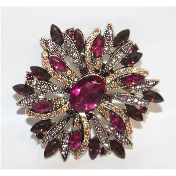 12)  GOLD TONE WITHGARNET RED AND