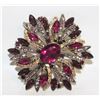 Image 1 : 12)  GOLD TONE WITHGARNET RED AND