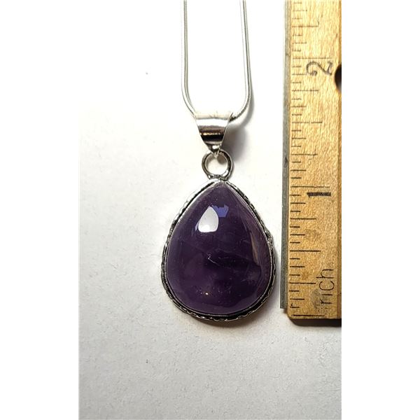 27)  PEAR SHAPED NATURAL AMETHYST PENDANT