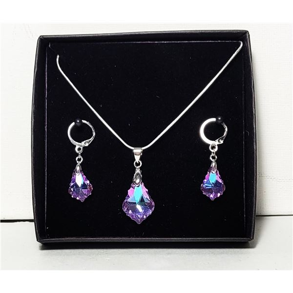 5)  PINK/PURPLE  BAROQUE CUT DROP EARRINGS