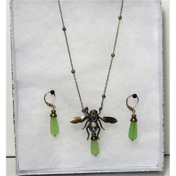 2)  BRONZE TONE WITH PERIDOT GREEN STONES