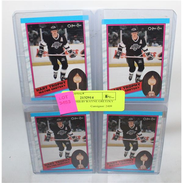 LOT OF 4 1988-89 WAYNE GRETZKY CARDS