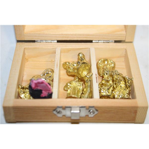 MINIATURE NATIVITY BRASS SET IN WOOD BOX-ESTATE
