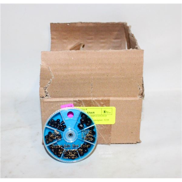 CASE OF 12 CANISTERS COATED SPLIT SHOT SINKERS