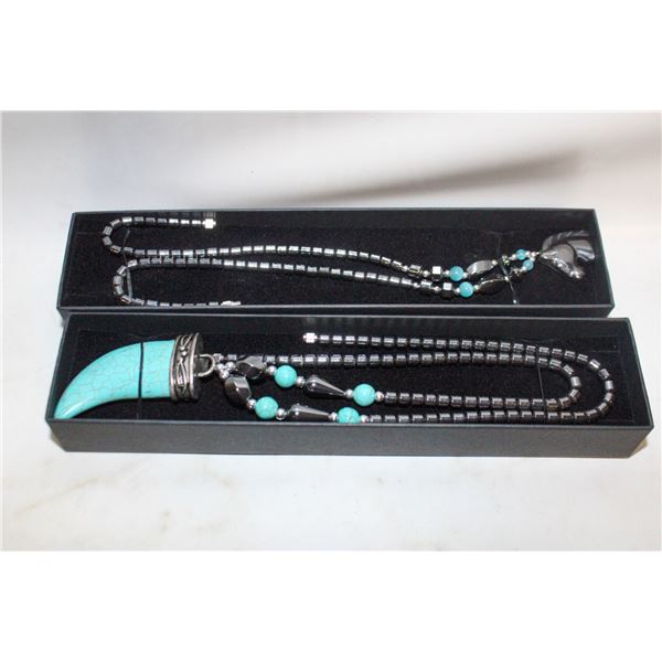 2 NECKLACES 1 HORSE 1 TURQUOISE TOOTH