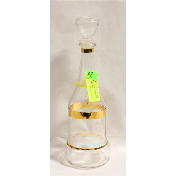 VINTAGE MOSER CLEAR CUT GLASS DECANTER WITH GOLD