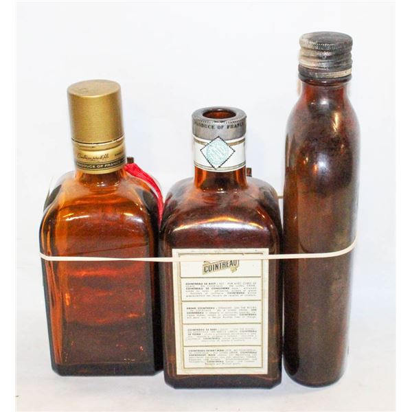LOT OF 3 VINTAGE BOTTLES COINTREAU FRANCE EMPTY