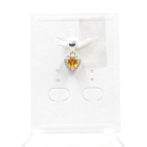 #75-NATURAL YELLOW CITRIN & ZIRCON PENDANT