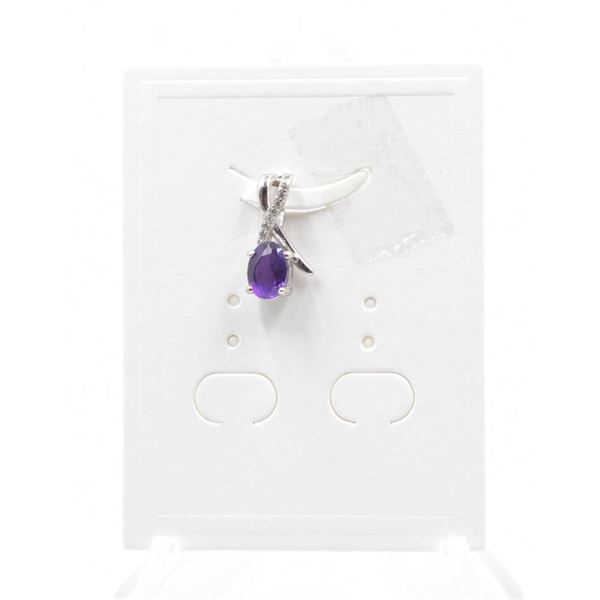 #89-NATURAL AMETHYST & CZ  PENDANT