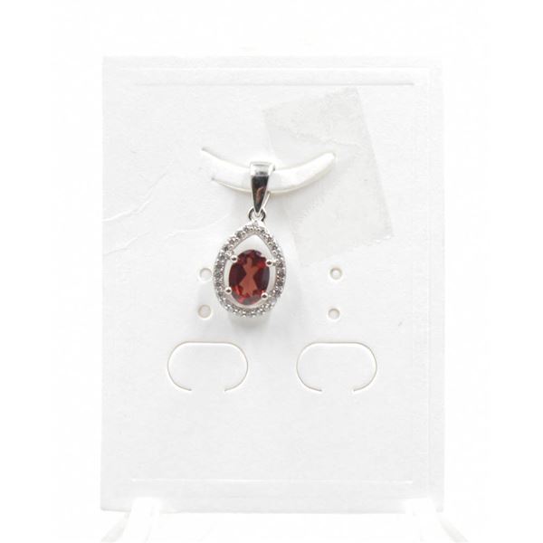 #118-NATURAL GARNET & CZ PENDANT