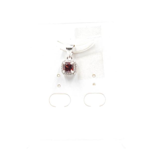 #129-NATURAL GARNET & CZ   PENDANT