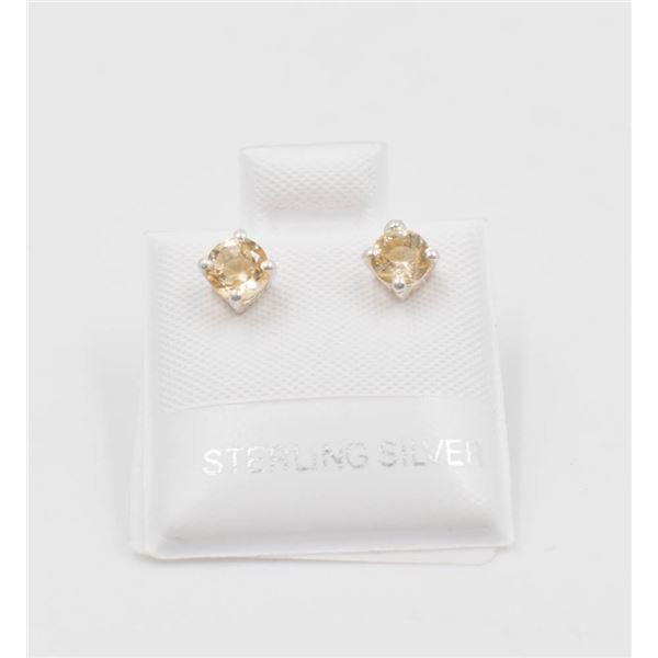 #45-NATURAL YELLOW CITRIN STUD EARRINGS