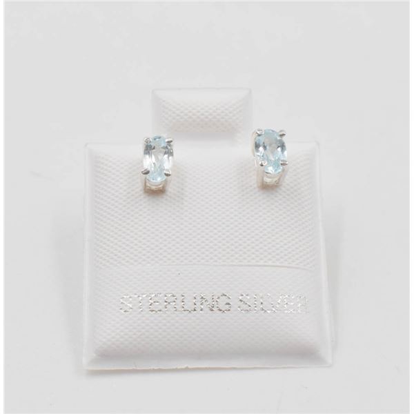 #30-NATURAL SKY BLUE TOPAZ STUD EARRINGS