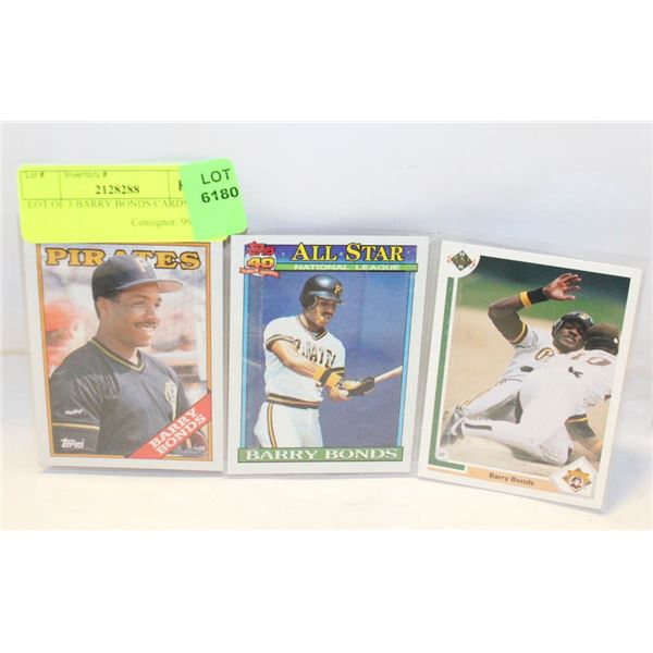 LOT OF 3 BARRY BONDS CARDS