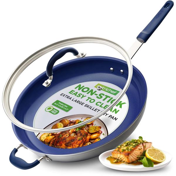 NEW NUTRICHEF 14" FRY PAN WITH LID - NO BOX