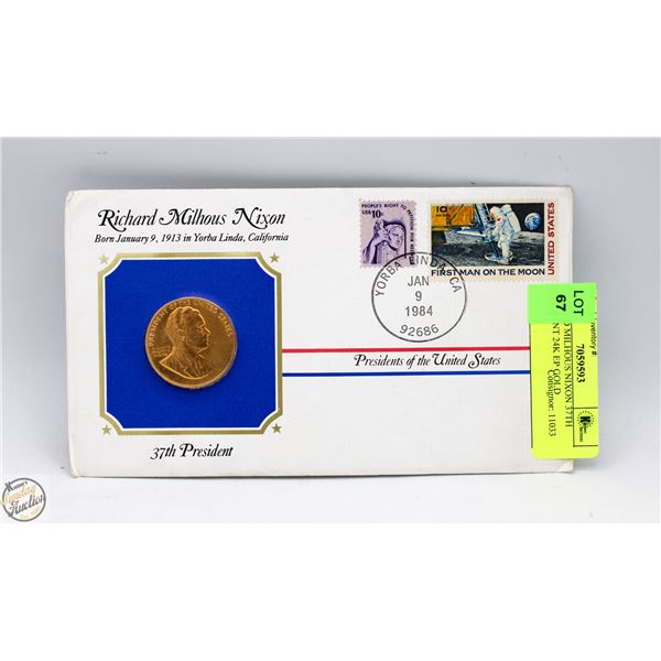 RICHARD MILHOUS NIXON 37TH PRESIDENT 24K E-PLATED