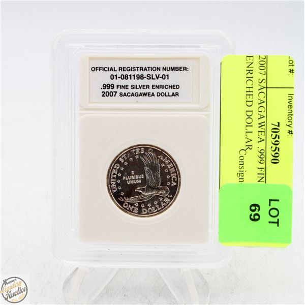 2007 SACAGAWEA .999 FINE SILVER ENRICHED DOLLAR