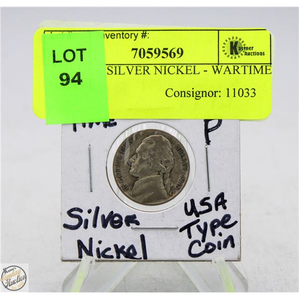 1945 USA SILVER NICKEL - WARTIME NICKEL