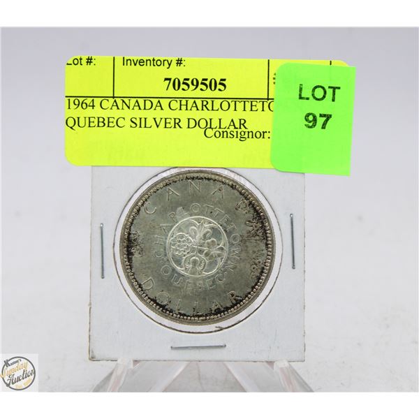 1964 CANADA CHARLOTTETOWN QUEBEC SILVER DOLLAR