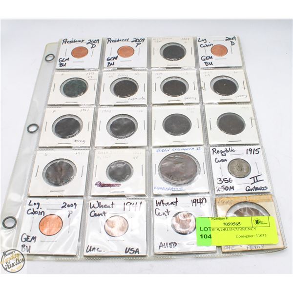 SHEET OF WORLD CURRENCY