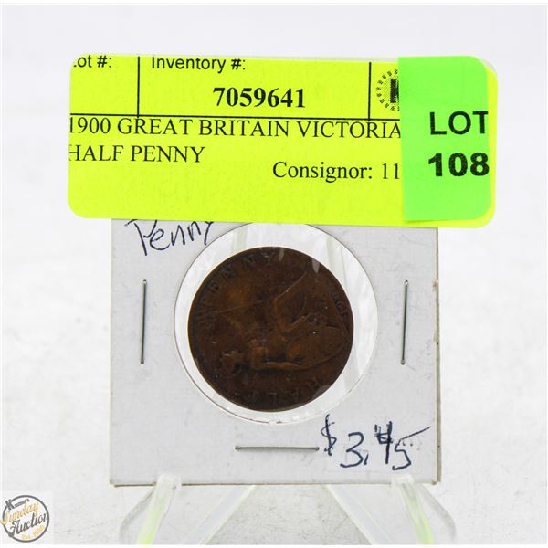 1900 GREAT BRITAIN VICTORIA HALF PENNY