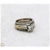 Image 1 : LADIES 3PC WHITE GOLD AND DIAMOND RING SET SIZE 5