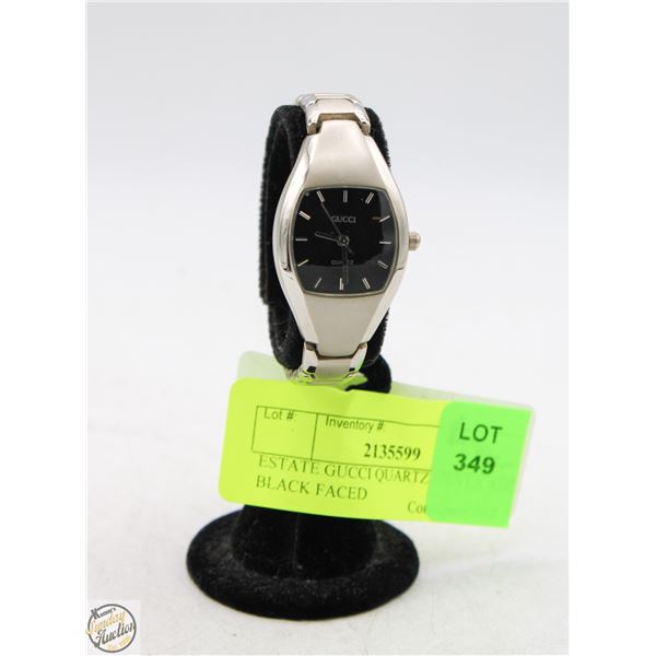 ESTATE GUCCI QUARTZ SILVER AND BLACK FACED