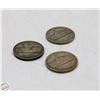 Image 1 : 1943-44 LOT OF 3 SILVER WWII USA 5 CENTS COINS