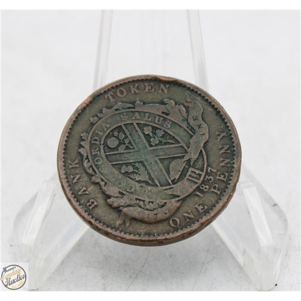 1837 ONE PENNY BANK TOKEN CANADA