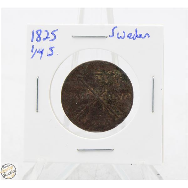1825 SWEDEN 1/4 SKILLING COIN