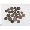 Image 1 : BAG OF VARIOUS OLD & WORN WORLD COINS ETC.