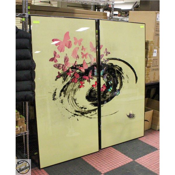 SET OF TWO "VIBRANT BUTTERFLY" WALL ART