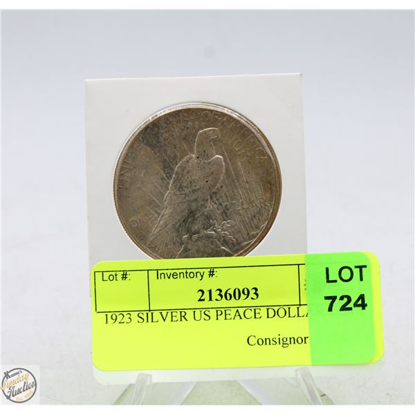 1923 SILVER US PEACE DOLLAR COIN