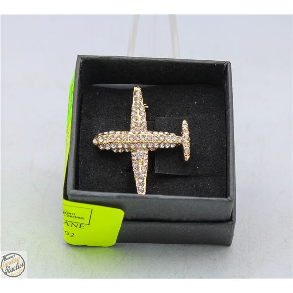 NEW RHINSTONE FILLED AIRPLANE BROOCH