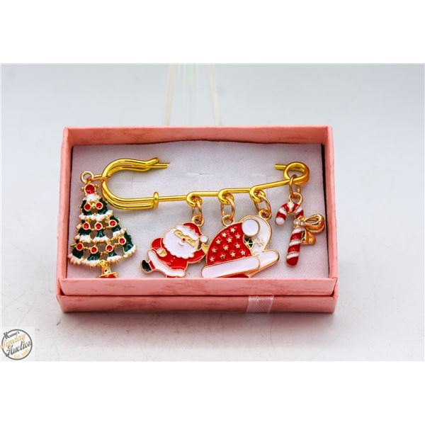 NEW CHRISTMAS BOBBY PIN BROOCH WITH