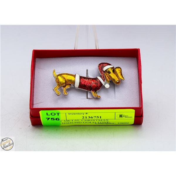 NEW METAL CHRISTMAS DACHSHUND GOLD TONE,
