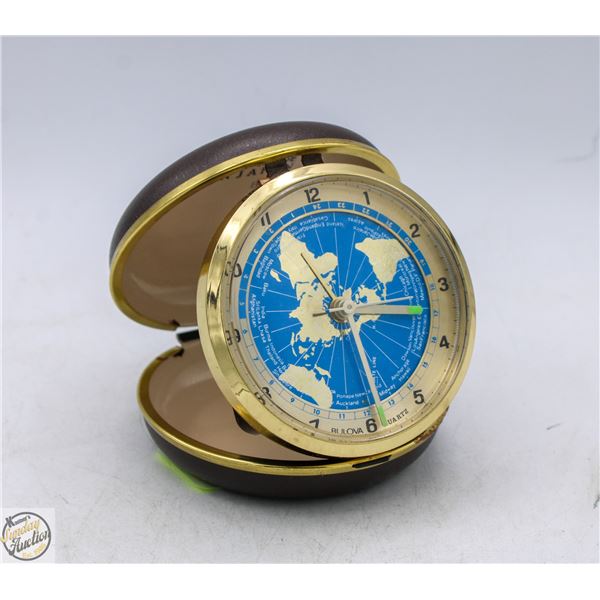 VINTAGE BULOVA WORLD TRAVELLER ALARM CLOCK
